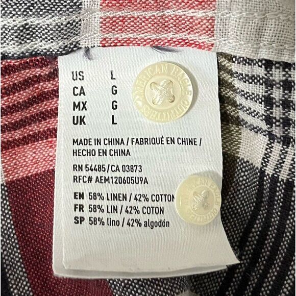American Eagle Sz L Mens Seriously Soft Classic Fit Long Sleeve Blue Red Plaid - Picture 7 of 9